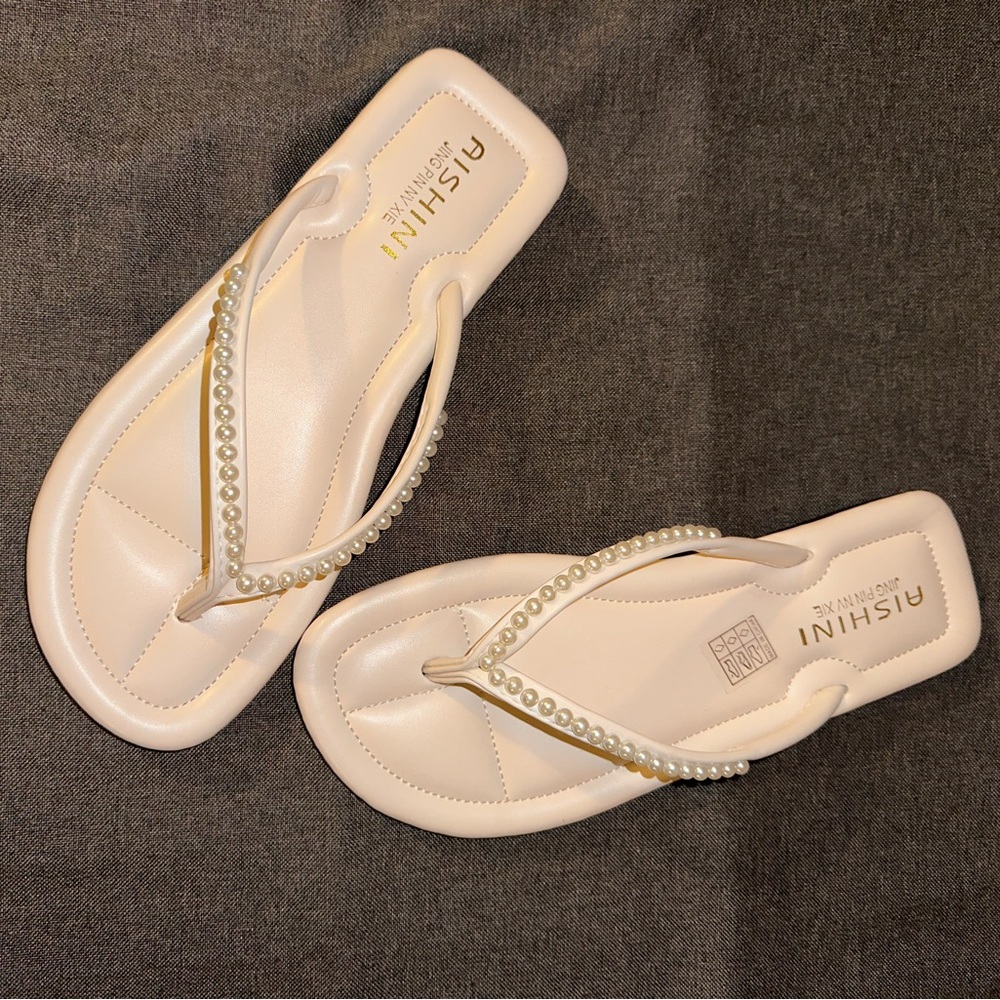 White Pearl Flip Flops